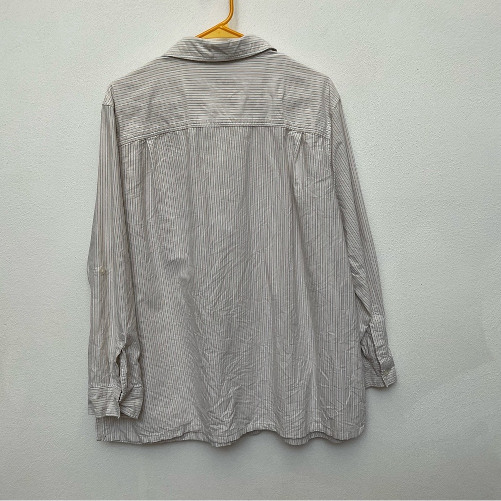 Classic Elements Tan Blue Striped Button Down Wit… - image 4